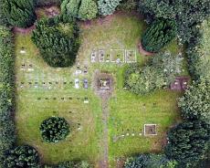 Wroxall photo Aerial photo of Wroxall Burial Ground annotated with grave numbers