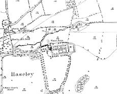 Old Haseley map 1887 1887 map of Haseley showing Church, Old Manor and Water Mill
