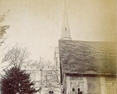 Lapworth almshouses-2 A photo from around 1890 of the old 'almshouses' close to Lapworth Church. They were demolished in 1892