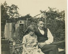 RPR05_0028 William and Ruby Humphries in Garden of Brook Villa, Lowsonford. Granddaughter and son-in-law of Emma Priest