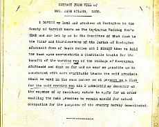Club_0001 Extract from Jane Ryland will in 1935 in which she gifted the Club to the village men