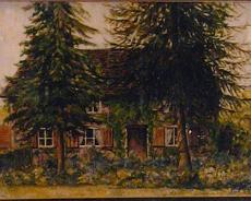 1042B-2 Holly Cottage, Turners Green, Rowington (Painted by a German POW c1945)