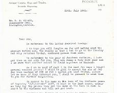 SHDoc1 Letter re purchase of antique curtains Shakespeare Hall 1941