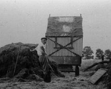 S1806 Mr John Johnson sillage making at Green Farm. The process involved adding treacle to the cut hay to add protein