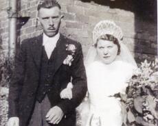 Fisher18 Mr George and Mrs Kitty Fisher of Henley after their wedding at Henley at 22 Arden Road East, Blackford Pastures, Henley