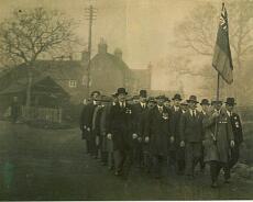 20141003_0009 Veterans parade, Remembrance Sunday 1927 for the dedicationb of the colours. Fred Neale is the standard bearer.
