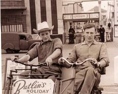 4 On tandem at Butlins Keith Barnard (left) from Kingswood Farm Rowington and Bob Sweetman at Butlins in the late ‘50s at age of about 20