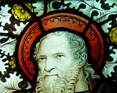 P1020046 Detail from Brodie memorial window. Note the likeness to Rev Brodie himself; was the window modelled from his photograph?