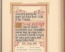 SCAN0117 Illuminated testimonial presented to Rev Pritchard on his retirement in 1931.