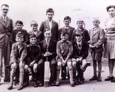 22 School group 2 50s School Cricket Team, late 1940s. Left to Right: Headmaster Mr Jackson. Back row: Alan Tabor, Edward Hitches, Ronald Lindsey, John Coleman, unknown, Laurence...