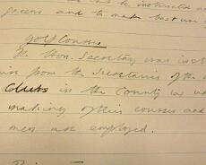 P1040017 Extract from the minutes of the Warwick area War Agricultural Executive Committee in 1917 showing how even golf courses were put under cultivation